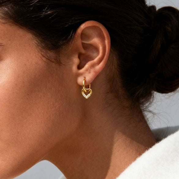 Wholesale Light Luxury Geometric Heartshaped Electroplated Stainless Steel Earrings For Women