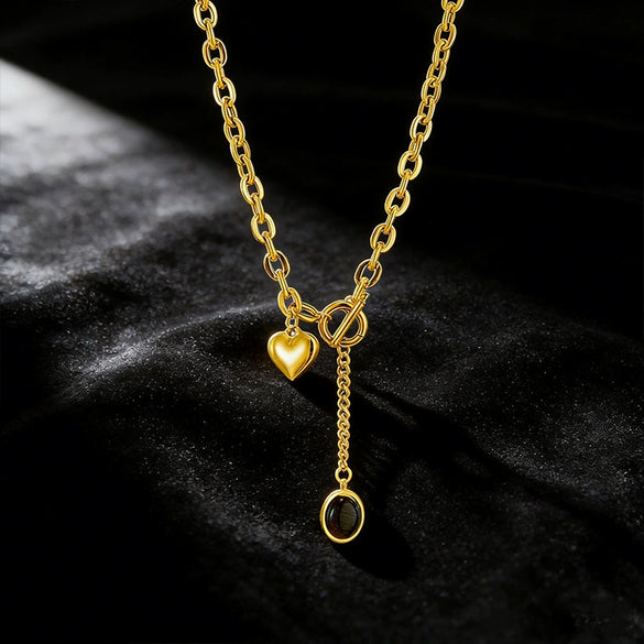 Wholesale Light Luxury Geometric Heartshaped Stainless Steel Electroplated Necklace For Women