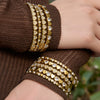 Wholesale Light Luxury Geometric Heartshaped Stainless Steel Electroplated Splicing Ring Bracelet Set With 5A Zircon Stones