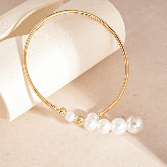 Wholesale Light Luxury Geometric Imitation Pearl Necklace With Electroplating For Women Clavicle Chain Choker