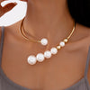 Wholesale Light Luxury Geometric Imitation Pearl Necklace With Electroplating For Women Clavicle Chain Choker