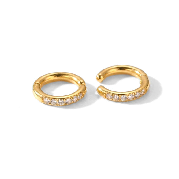Wholesale Light Luxury Geometric 18K Gold Electroplated Titanium Steel And Stainless Steel Diamond Studded Ear Clips For Non Pierced Ears