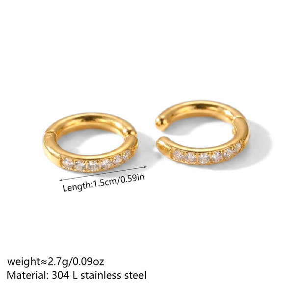 Wholesale Light Luxury Geometric 18K Gold Electroplated Titanium Steel And Stainless Steel Diamond Studded Ear Clips For Non Pierced Ears
