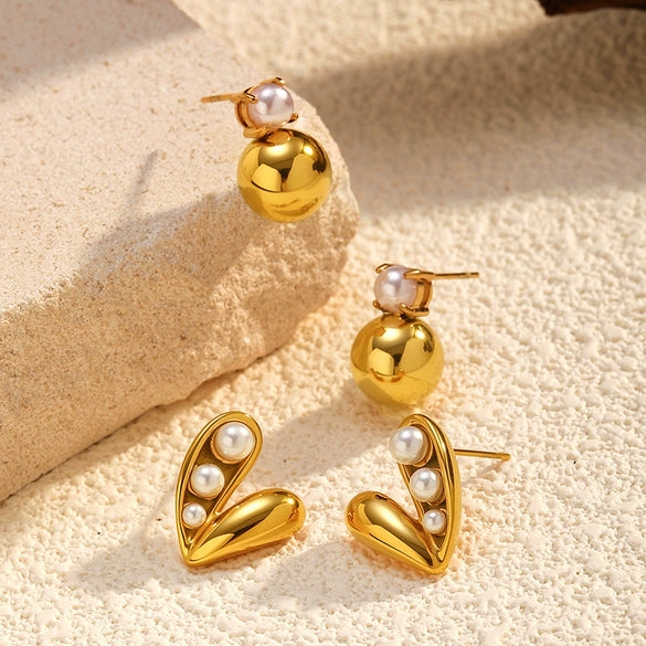 Wholesale Light Luxury Geometric 18K Gold Plated Stainless Steel Earrings For Women