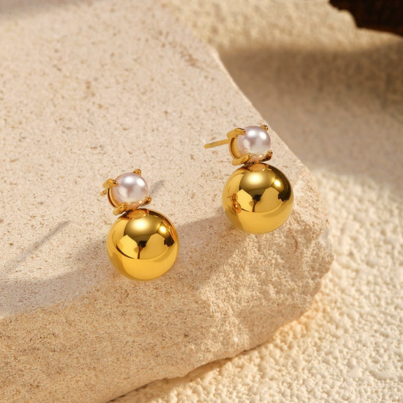 Wholesale Light Luxury Geometric 18K Gold Plated Stainless Steel Earrings For Women
