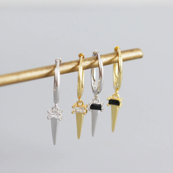 Wholesale Light Luxury Geometric Ladder Square Zircon Earrings S925 Sterling Silver Electroplated For Women