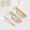 Wholesale Light Luxury Geometric Metal Artificial Crystal Duckbill Clip Hair Accessories Set With Electroplating