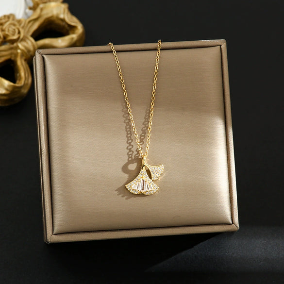 Wholesale Light Luxury Geometric Microinlaid Titanium Steel Women's Clavicle Necklace