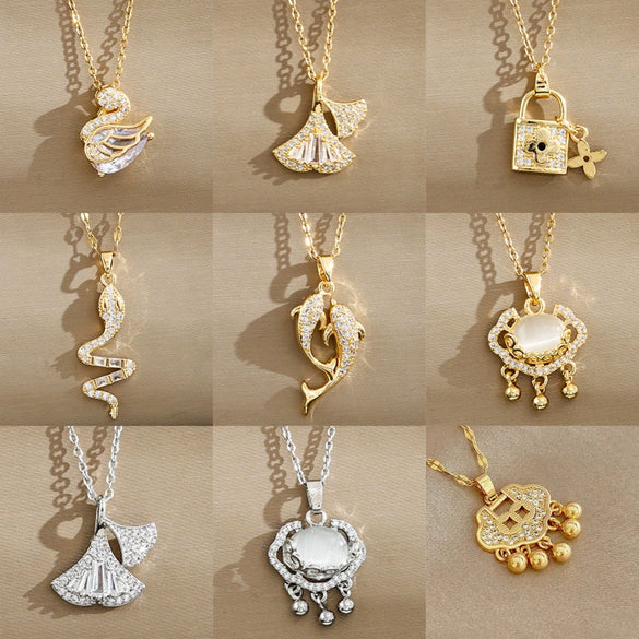 Wholesale Light Luxury Geometric Microinlaid Titanium Steel Women's Clavicle Necklace