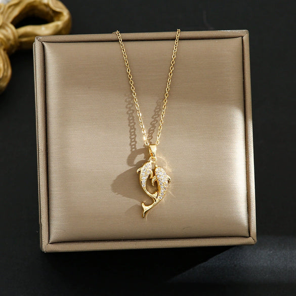 Wholesale Light Luxury Geometric Microinlaid Titanium Steel Women's Clavicle Necklace