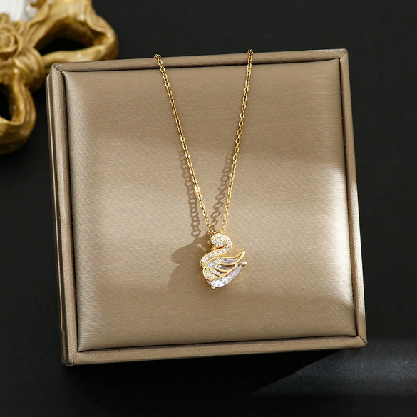 Wholesale Light Luxury Geometric Microinlaid Titanium Steel Women's Clavicle Necklace