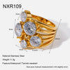 Wholesale Light Luxury Geometric Multizirconia 18K Goldplated Stainless Steel Rings For Women