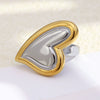 Wholesale Light Luxury Geometric Oblique Heart Stainless Steel 18K Gold Plated Ring For Women