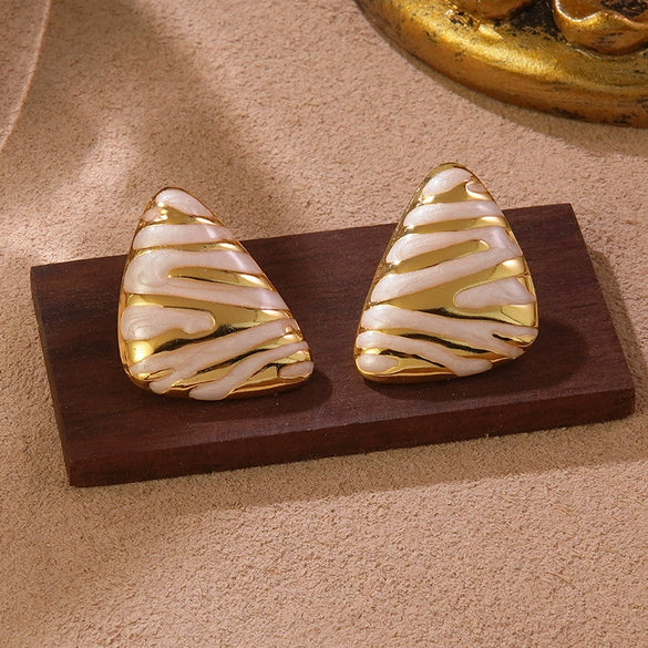 Wholesale Light Luxury Geometric Oil Drop Triangular Stainless Steel Earrings For Women