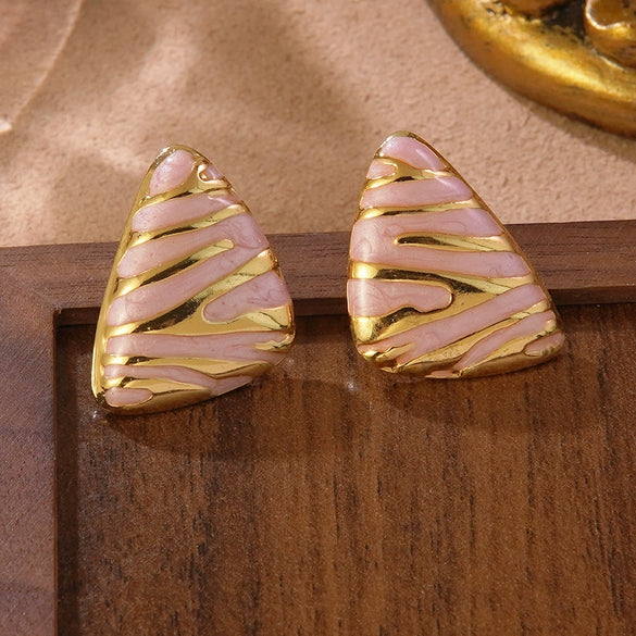 Wholesale Light Luxury Geometric Oil Drop Triangular Stainless Steel Earrings For Women