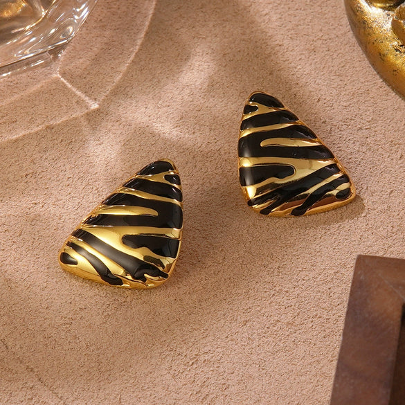 Wholesale Light Luxury Geometric Oil Drop Triangular Stainless Steel Earrings For Women