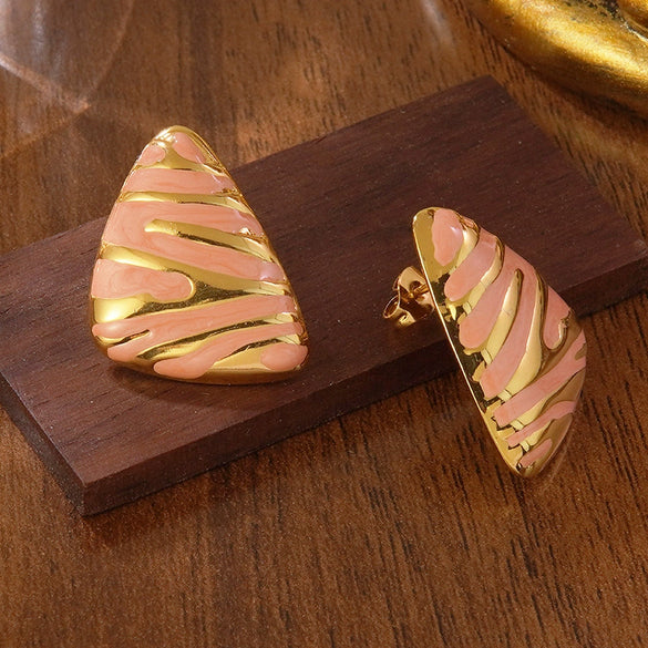 Wholesale Light Luxury Geometric Oil Drop Triangular Stainless Steel Earrings For Women