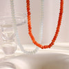Wholesale Light Luxury Geometric Opal Red Agate Natural Stone Stainless Steel 18K Gold Plated Necklace For Women
