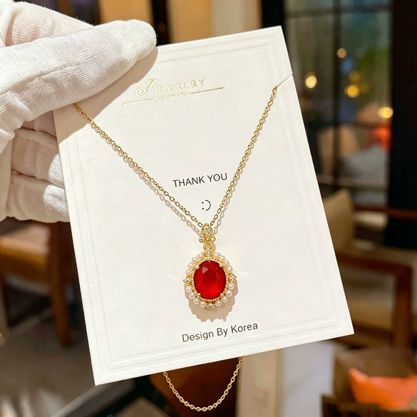 Wholesale Light Luxury Geometric Pendant Titanium Steel And Copper Necklace For Women With Electroplating Design And Cross Chain