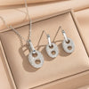 Wholesale Light Luxury Geometric Pig Nose Earrings And Necklaces Set Real Gold Electroplated With Diamonds Inlaid Titanium Steel And Environmentally Friendly Copper For Women