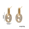 Wholesale Light Luxury Geometric Pig Nose Earrings And Necklaces Set Real Gold Electroplated With Diamonds Inlaid Titanium Steel And Environmentally Friendly Copper For Women
