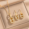 Wholesale Light Luxury Geometric Pig Nose Earrings And Necklaces Set Real Gold Electroplated With Diamonds Inlaid Titanium Steel And Environmentally Friendly Copper For Women