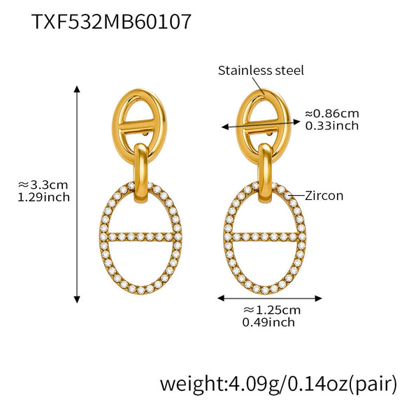 Wholesale Light Luxury Geometric Pig Nose Stainless Steel 18K Gold Plated Jewelry Set Including Necklace Bracelet And Earring