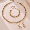 Wholesale Light Luxury Geometric Pig Nose Stainless Steel 18K Gold Plated Jewelry Set Including Necklace Bracelet And Earring
