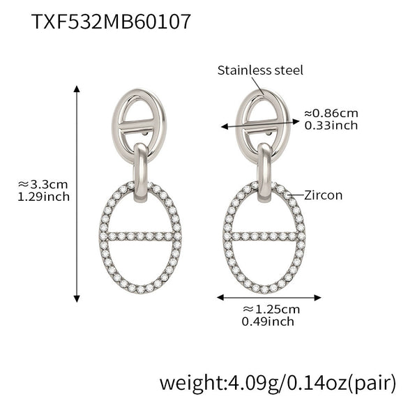 Wholesale Light Luxury Geometric Pig Nose Stainless Steel 18K Gold Plated Jewelry Set Including Necklace Bracelet And Earring