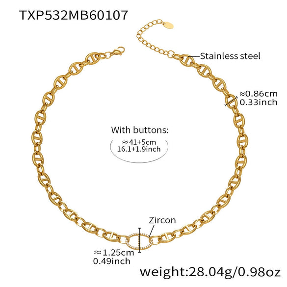 Wholesale Light Luxury Geometric Pig Nose Stainless Steel 18K Gold Plated Jewelry Set Including Necklace Bracelet And Earring
