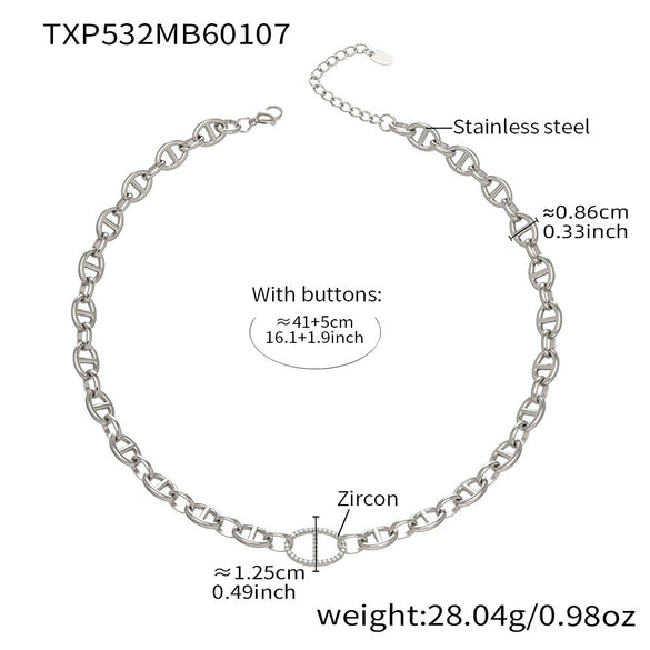Wholesale Light Luxury Geometric Pig Nose Stainless Steel 18K Gold Plated Jewelry Set Including Necklace Bracelet And Earring