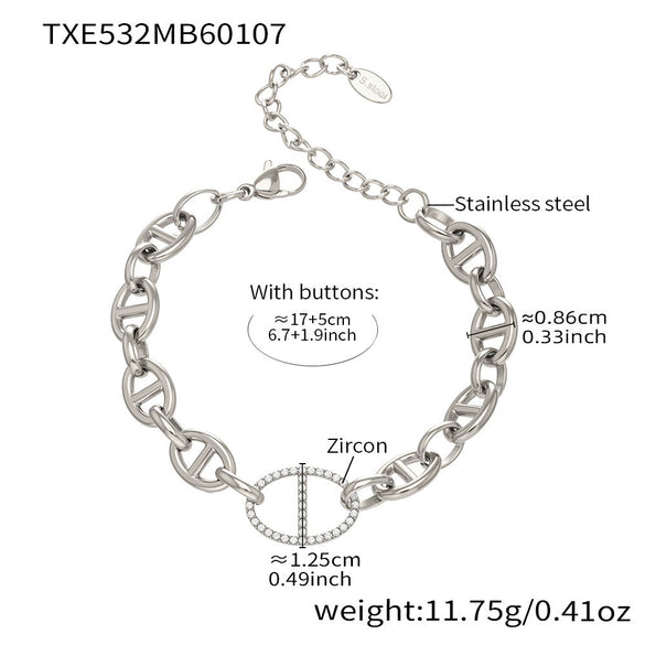 Wholesale Light Luxury Geometric Pig Nose Stainless Steel 18K Gold Plated Jewelry Set Including Necklace Bracelet And Earring