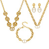 Wholesale Light Luxury Geometric Pig Nose Stainless Steel 18K Gold Plated Jewelry Set Including Necklace Bracelet And Earring