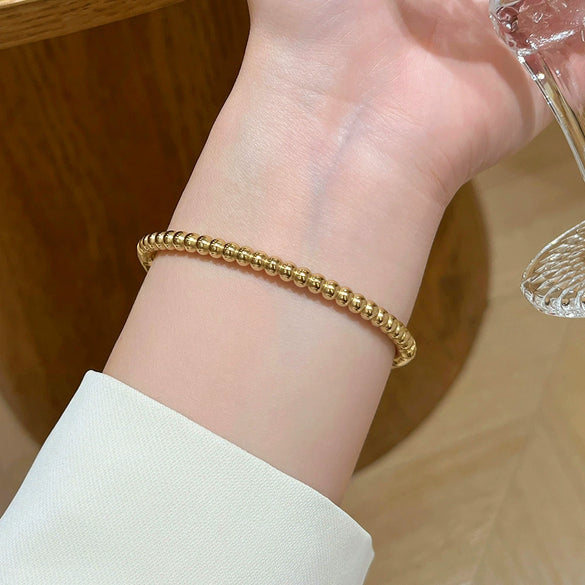 Wholesale Light Luxury Geometric Polish Titanium Steel Bracelet With 18K Real Gold Electroplated Clasp For Women