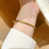Wholesale Light Luxury Geometric Polish Titanium Steel Bracelet With 18K Real Gold Electroplated Clasp For Women