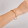 Wholesale Light Luxury Geometric Polish Titanium Steel Bracelet With 18K Real Gold Electroplated Clasp For Women