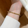 Wholesale Light Luxury Geometric Polish Titanium Steel Bracelet With 18K Real Gold Electroplated Clasp For Women