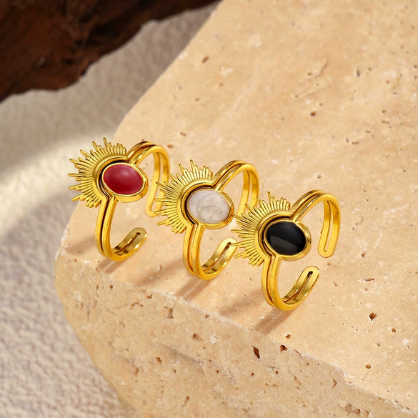 Wholesale Light Luxury Geometric Polished Electroplated Titanium Steel Stainless Steel Open Ring For Women And Unisex