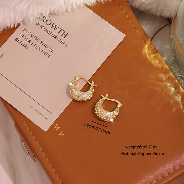 Wholesale Light Luxury Geometric Real Gold Plated Environmentally Friendly Copper Micropaved Zircon Women's Earrings