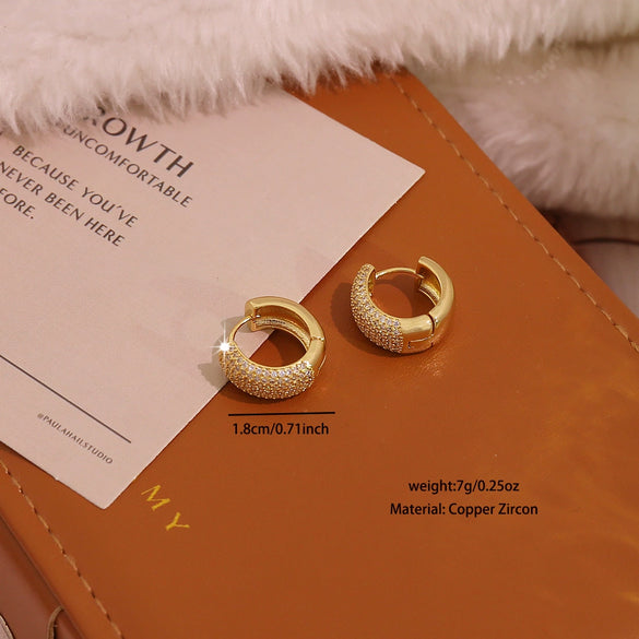 Wholesale Light Luxury Geometric Real Gold Plated Environmentally Friendly Copper Micropaved Zircon Women's Earrings