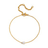 Wholesale Light Luxury Geometric Real Gold Plated Inlaid Pearl Stainless Steel Bracelet For Women