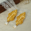 Wholesale Light Luxury Geometric Rhombus Freshwater Pearl Earrings For Women With Electroplating