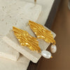 Wholesale Light Luxury Geometric Rhombus Freshwater Pearl Earrings For Women With Electroplating