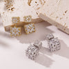 Wholesale Light Luxury Geometric Rhombus Inlaid Zircon Copper S925 Silver Needle Earrings