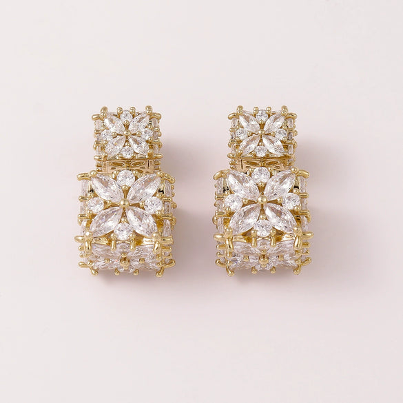 Wholesale Light Luxury Geometric Rhombus Inlaid Zircon Copper S925 Silver Needle Earrings