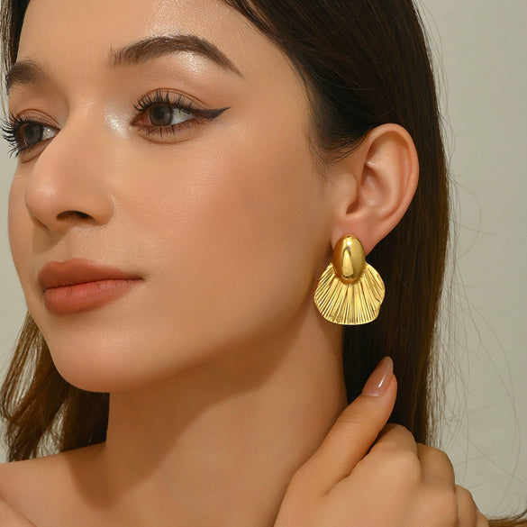 Wholesale Light Luxury Geometric Rhombus Stamped Stainless Steel Fishtail Earrings For Women