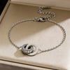 Wholesale Light Luxury Geometric Roman Numeral Stainless Steel Electroplated Double Ring Bracelet For Women