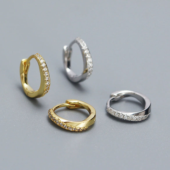 Wholesale Light Luxury Geometric S925 Silver Diamondembedded Earrings For Women With Electroplating