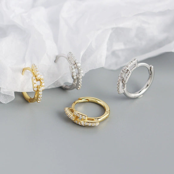 Wholesale Light Luxury Geometric S925 Silver Electroplated Earrings For Women