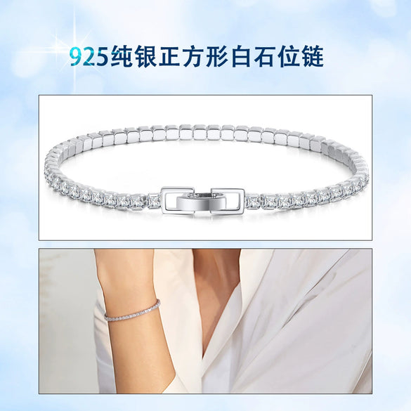 Wholesale Light Luxury Geometric S925 Sterling Silver Electroplated Bracelet For Women